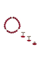 Bordo 3'lü Bileklik & Rozet & Kol Düğmesi Seti