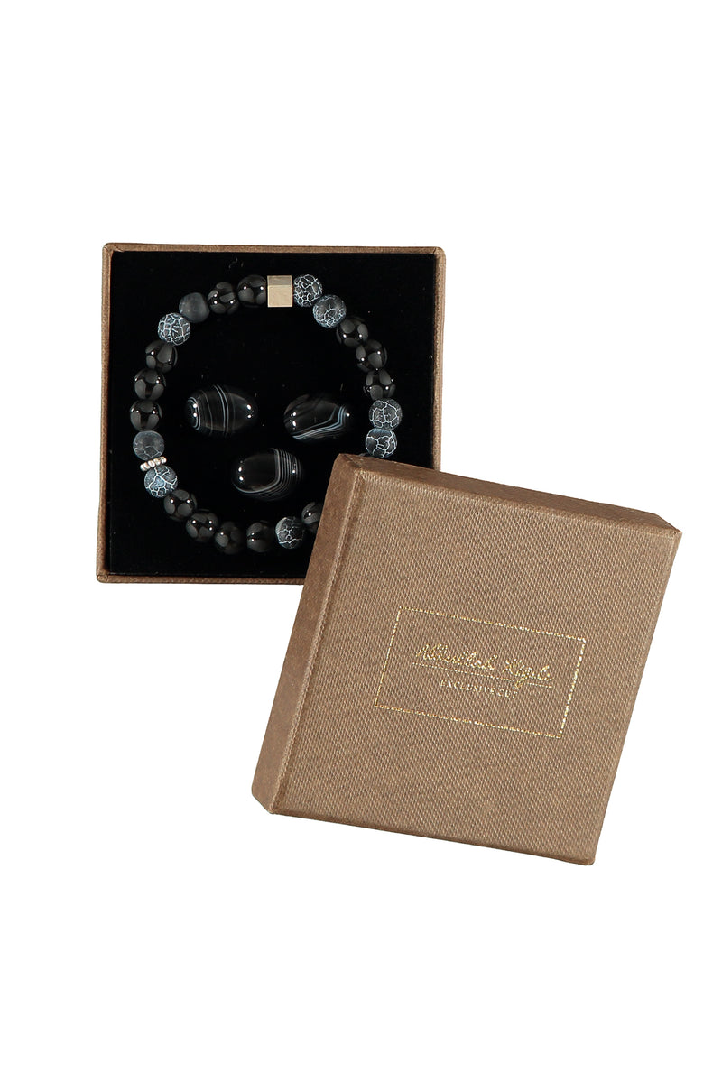 Antrasit 3'lü Bileklik & Rozet & Kol Düğmesi Seti