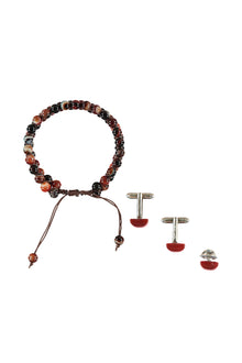 Kiremit Bileklik & Rozet & Kol Düğmesi Seti