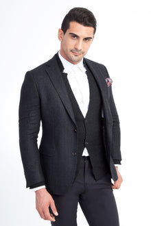 Füme Gri Kaşmir Desenli Ceket