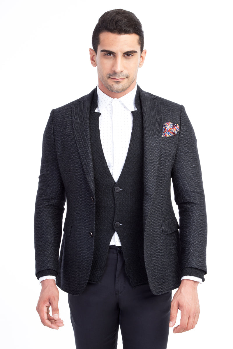 Füme Gri Kaşmir Desenli Ceket