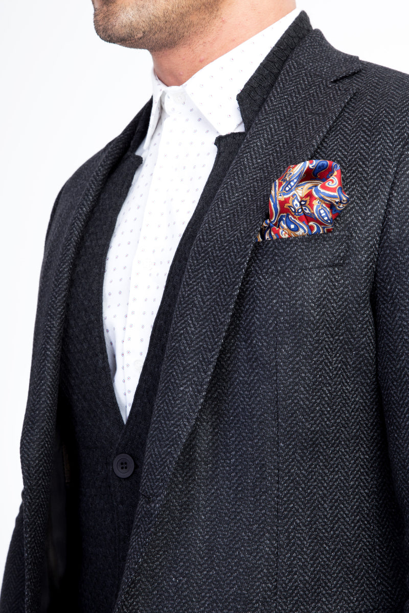 Füme Gri Kaşmir Desenli Ceket