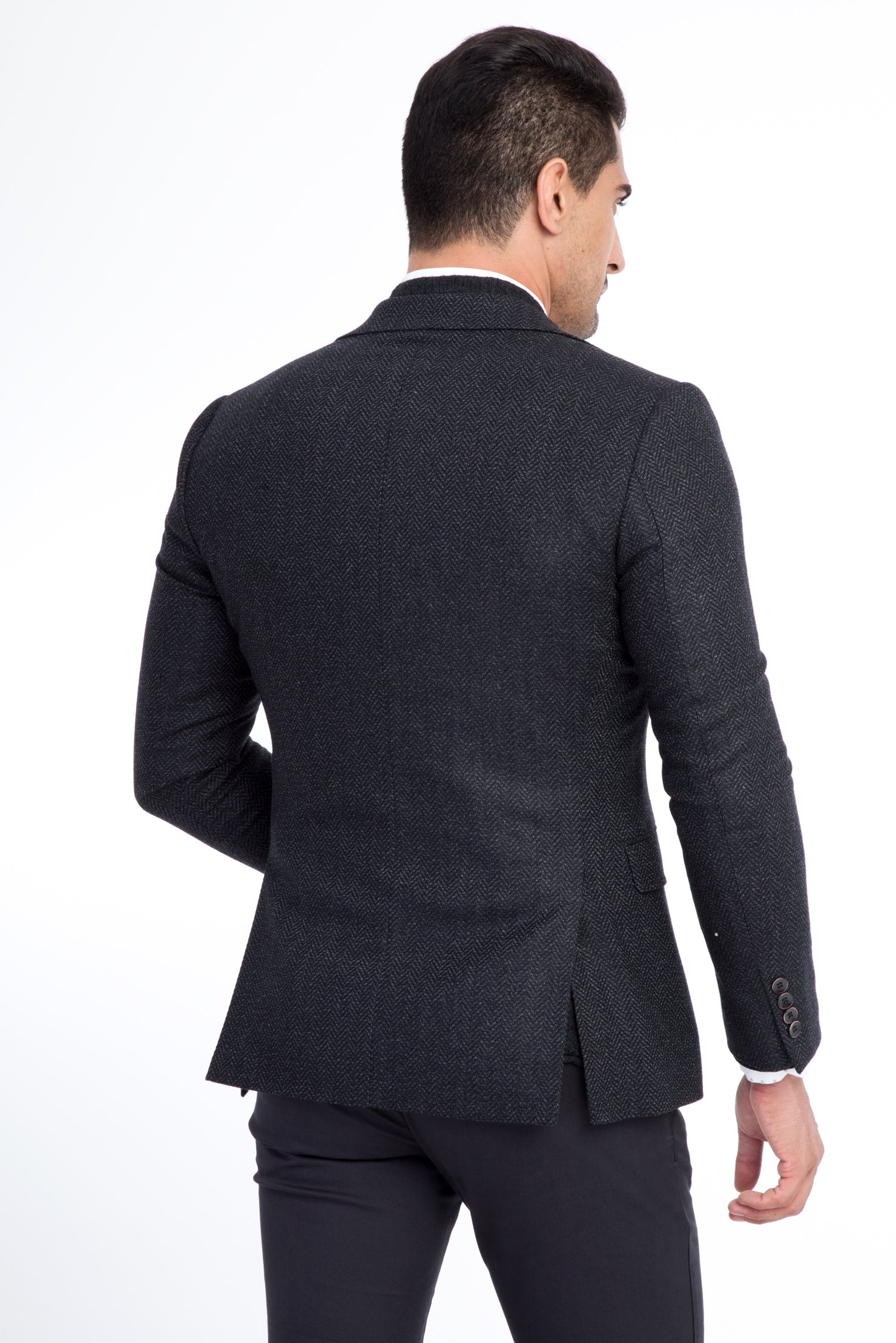 Füme Gri Kaşmir Desenli Ceket