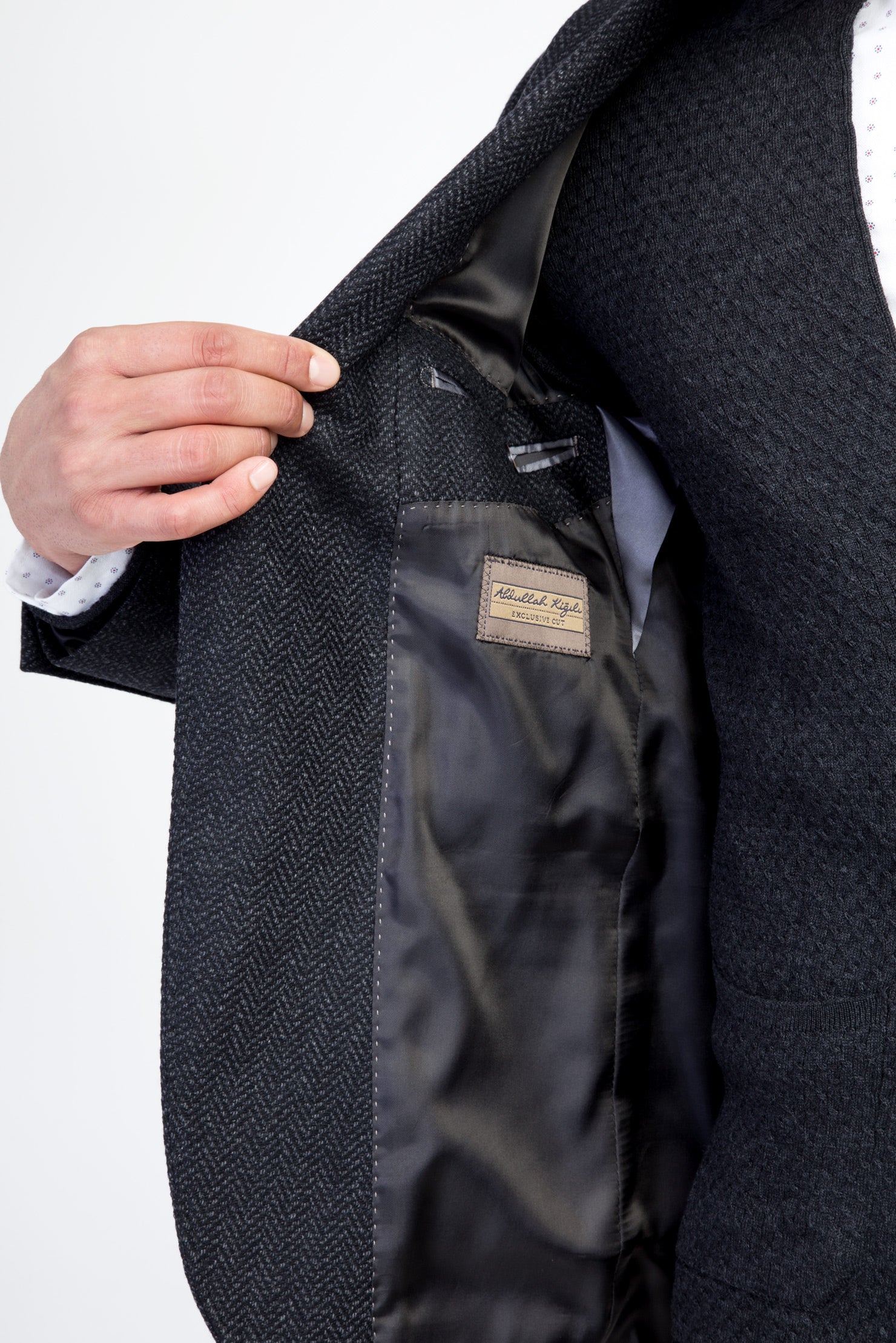 Füme Gri Kaşmir Desenli Ceket