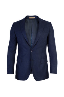 Koyu Mavi Regular Fit Kaşmir Desenli Ceket