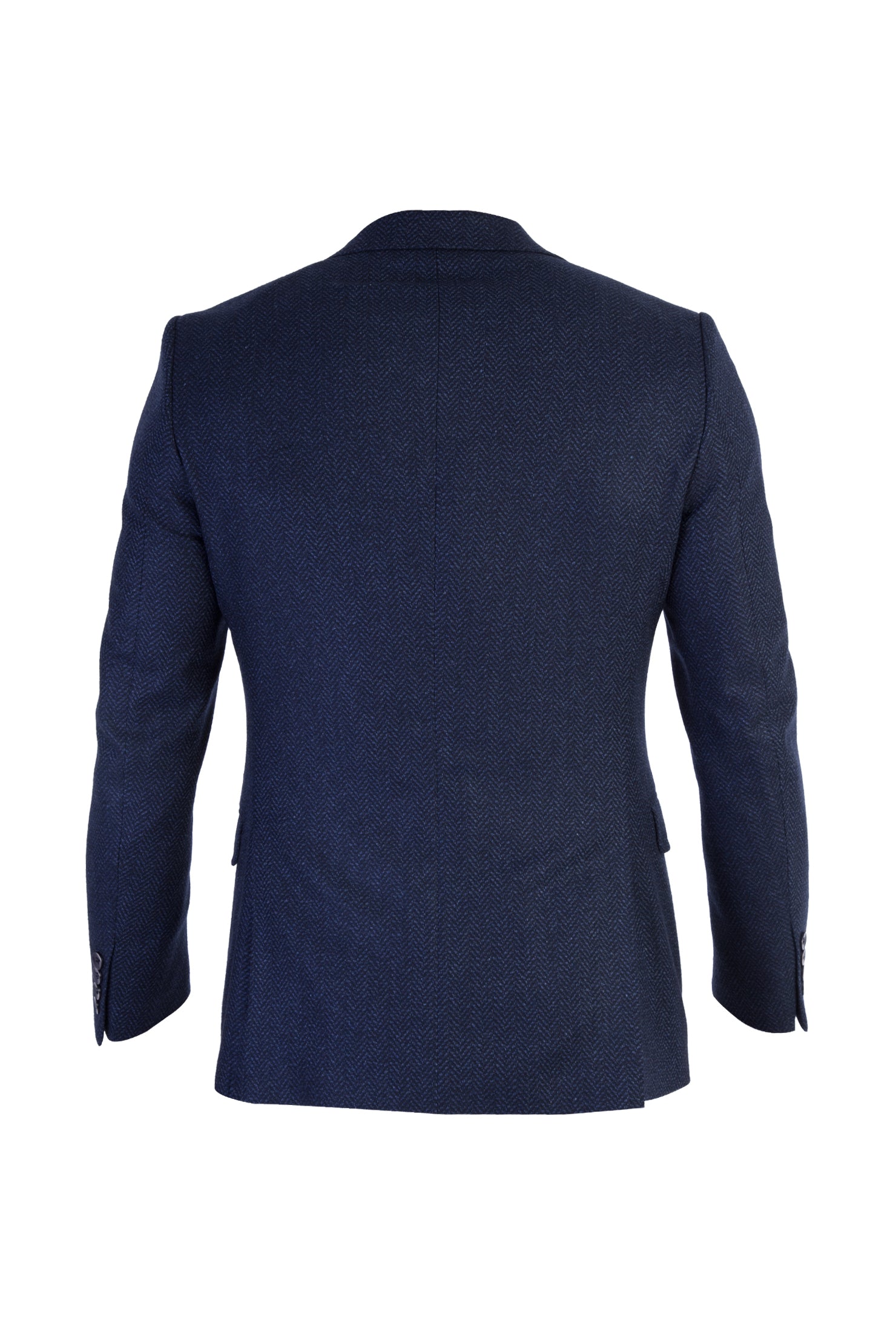 Koyu Mavi Regular Fit Kaşmir Desenli Ceket