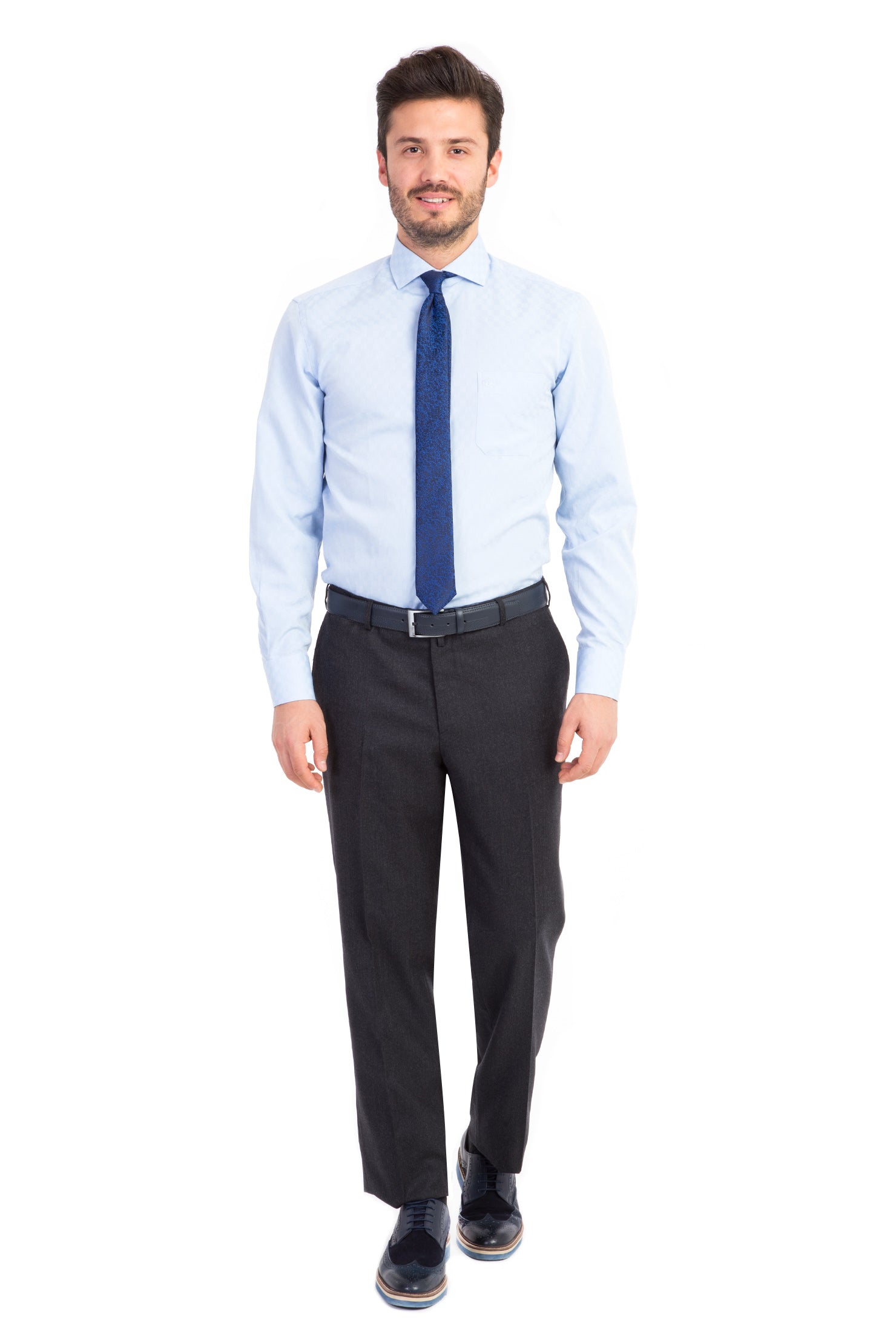 Antrasit Regular Fit Yün Flanel Kumaş Pantolon