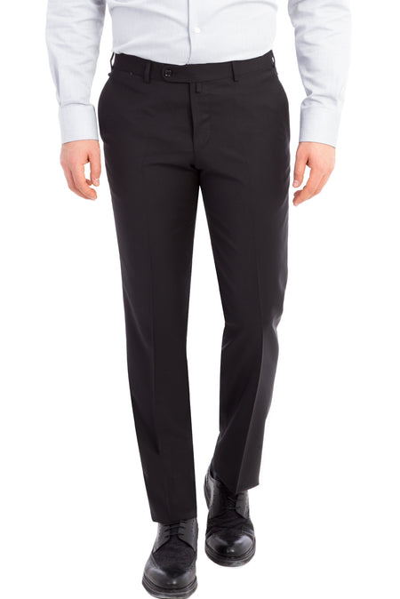 Siyah Slim Fit Dar Kesim Yün Kumaş Pantolon
