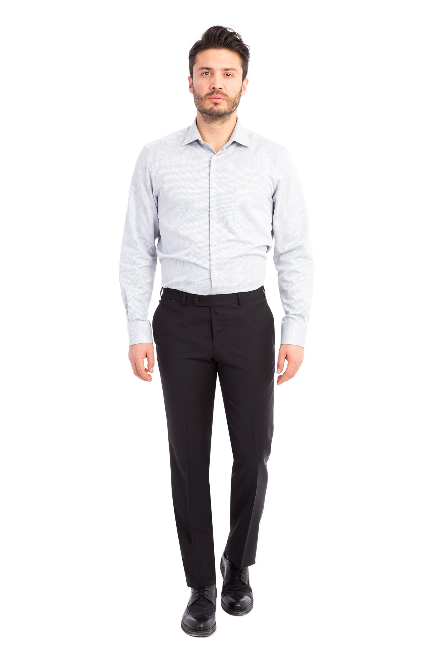 Siyah Slim Fit Dar Kesim Yün Kumaş Pantolon