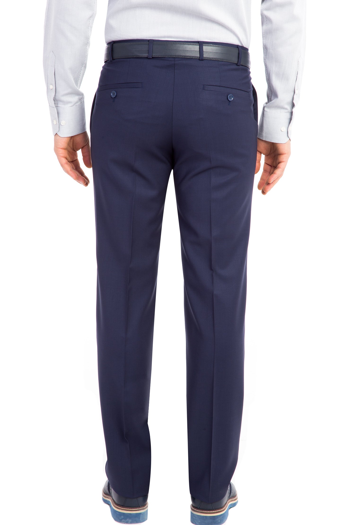 Koyu Mavi Slim Fit Dar Kesim Yün Kumaş Pantolon