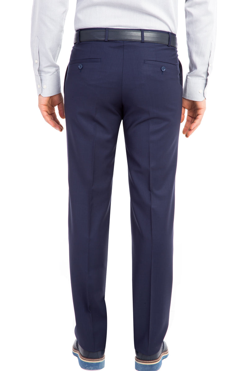 Koyu Mavi Slim Fit Dar Kesim Yün Kumaş Pantolon