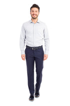 Koyu Mavi Slim Fit Dar Kesim Yün Kumaş Pantolon