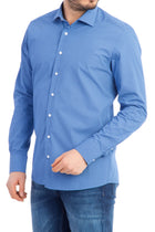 Lacivert Uzun Kol Desenli Slim Fit Dar Kesim Pamuk Gömlek-Abdullah Ki??l?