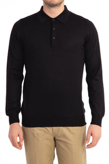Siyah Düz Polo Yaka Triko
