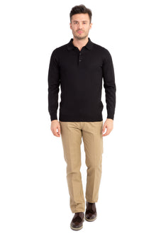 Siyah Düz Polo Yaka Triko