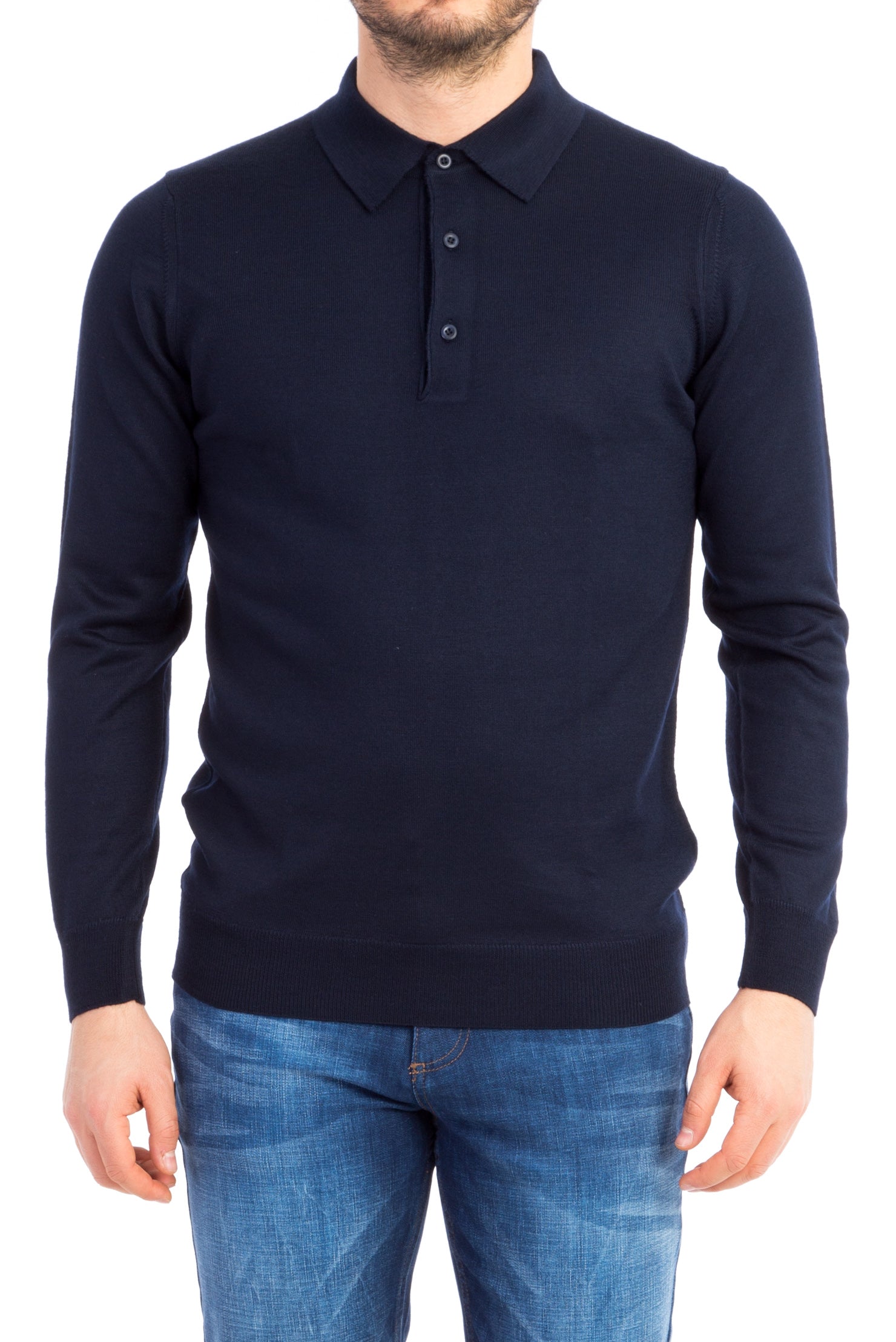 Lacivert Düz Polo Yaka Triko