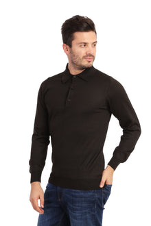 Kahve Düz Polo Yaka Triko