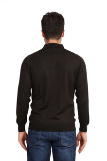 Kahve Düz Polo Yaka Triko