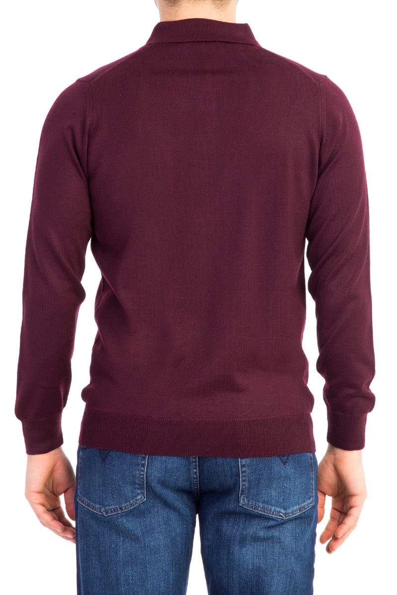 Bordo Düz Polo Yaka Triko
