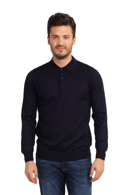 Mor Düz Polo Yaka Triko