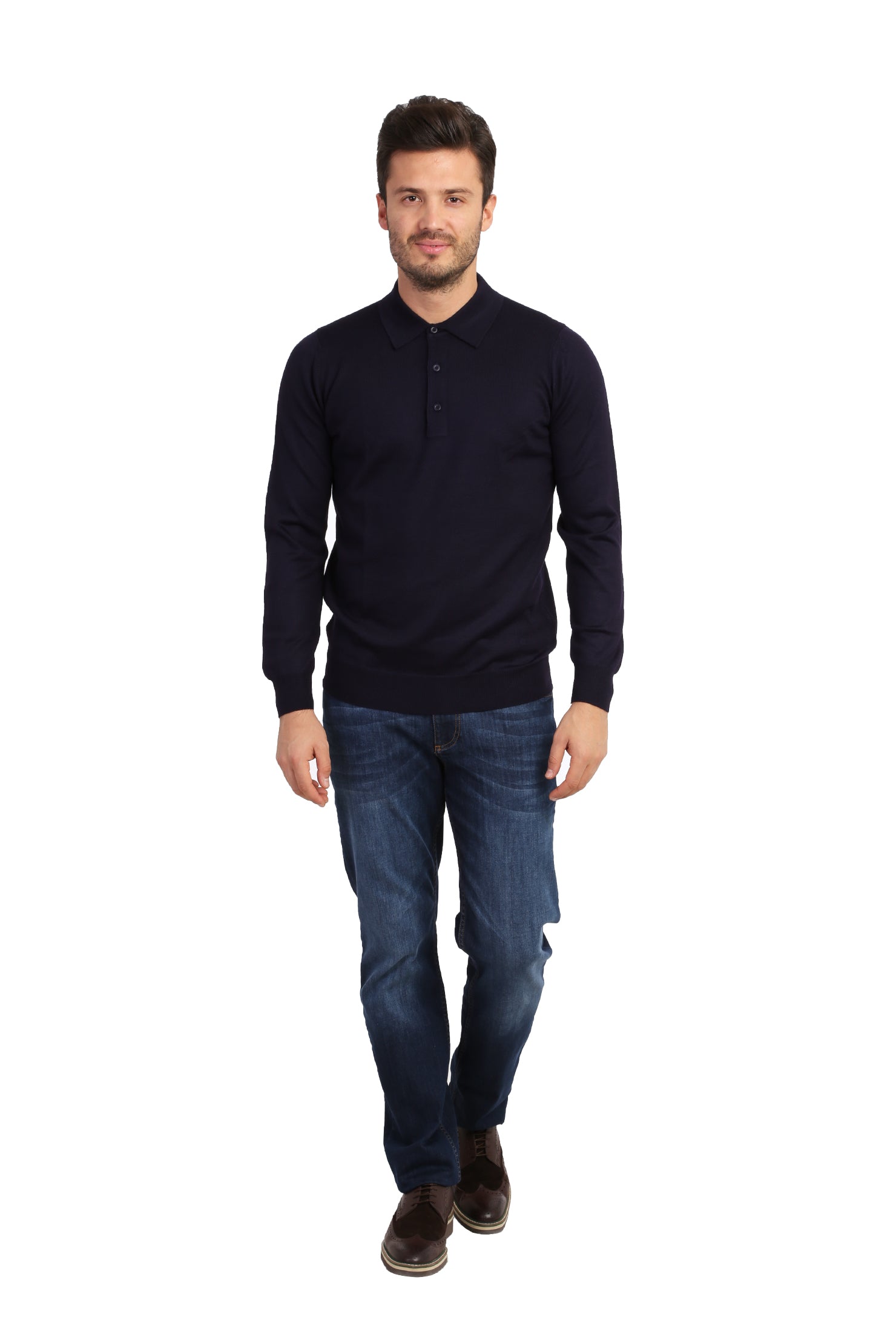 Mor Düz Polo Yaka Triko