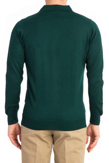 Koyu Yesil Düz Polo Yaka Triko