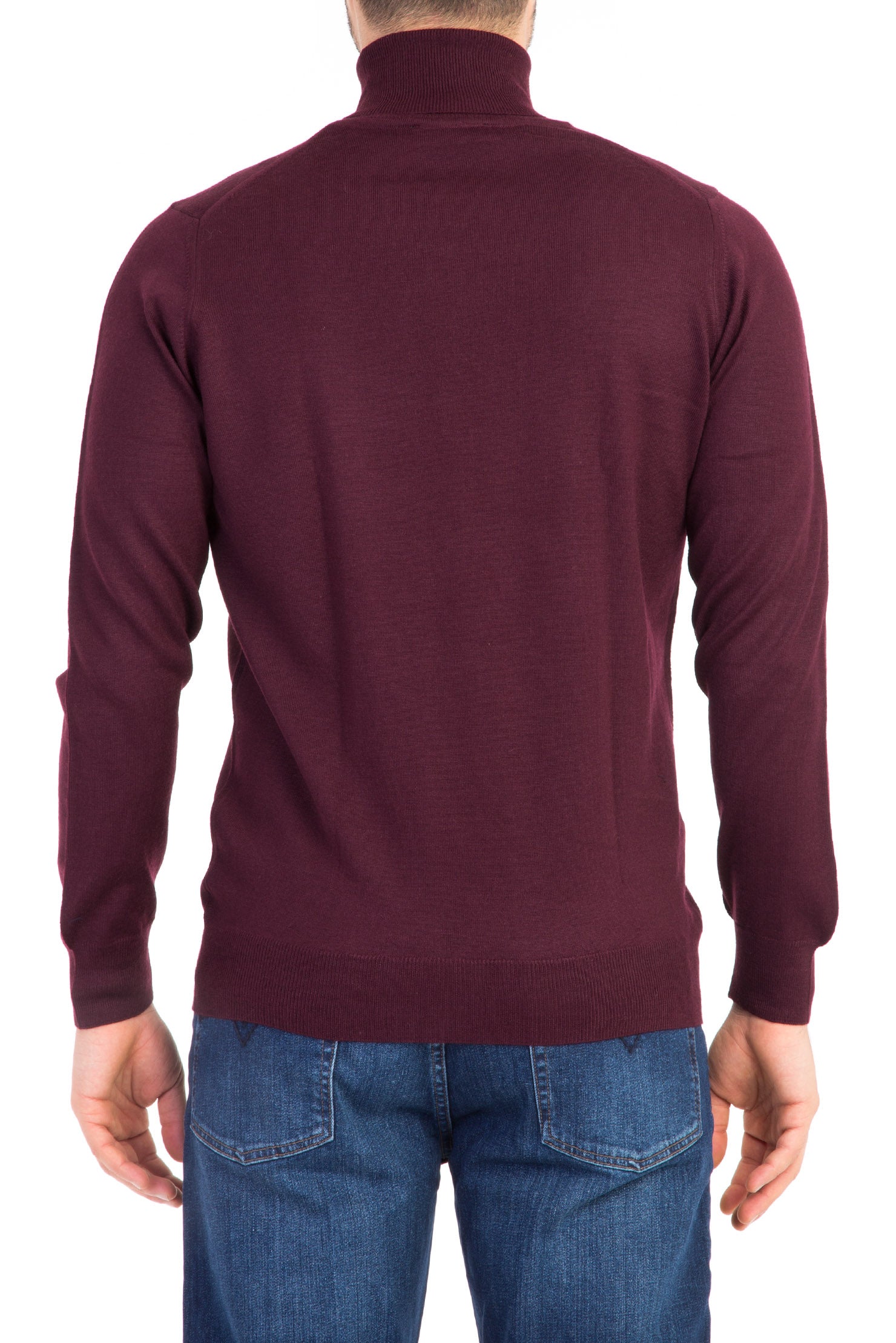 Bordo Balıkçı Yaka Regular Fit Yünlü Triko Kazak