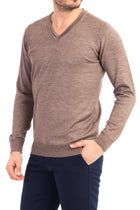 Vizon V Yaka Slim Fit Dar Kesim Yünlü Triko Kazak