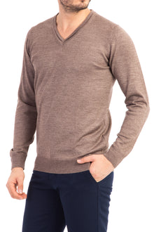 Vizon V Yaka Slim Fit Dar Kesim Yünlü Triko Kazak