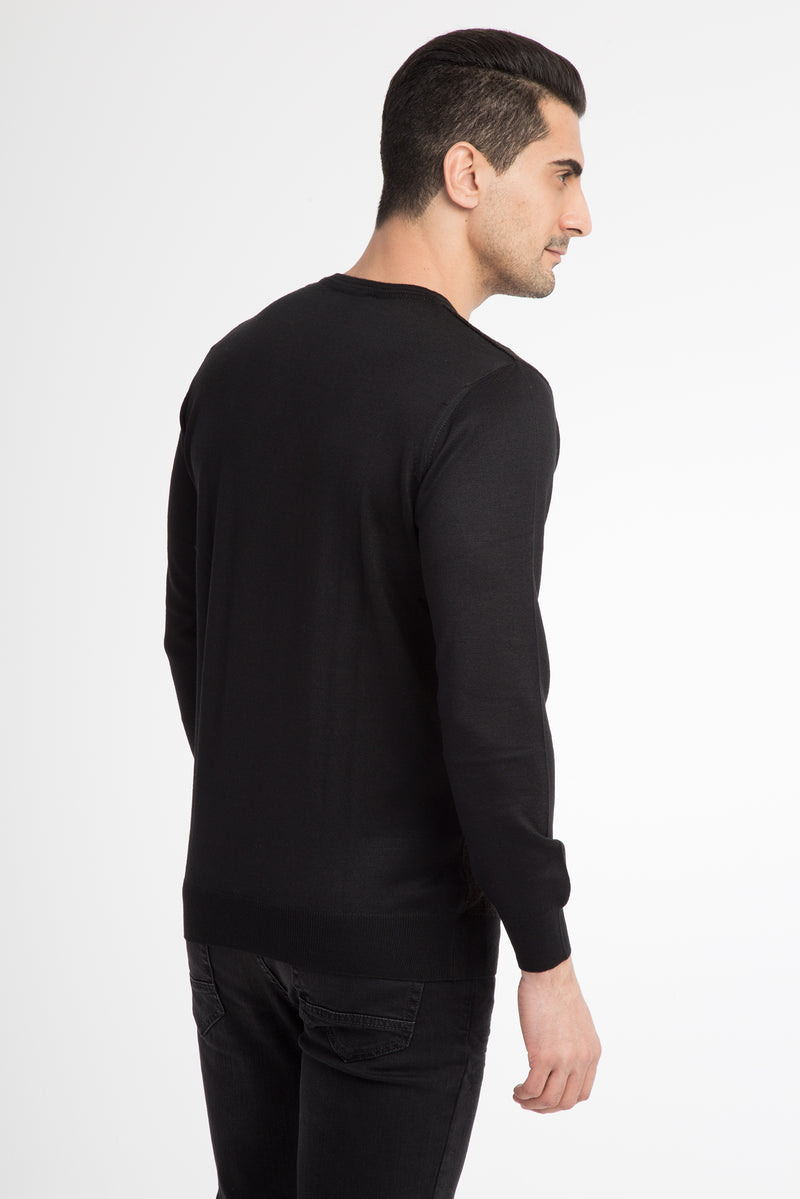 Kahve V Yaka Regular Fit Yünlü Triko Kazak