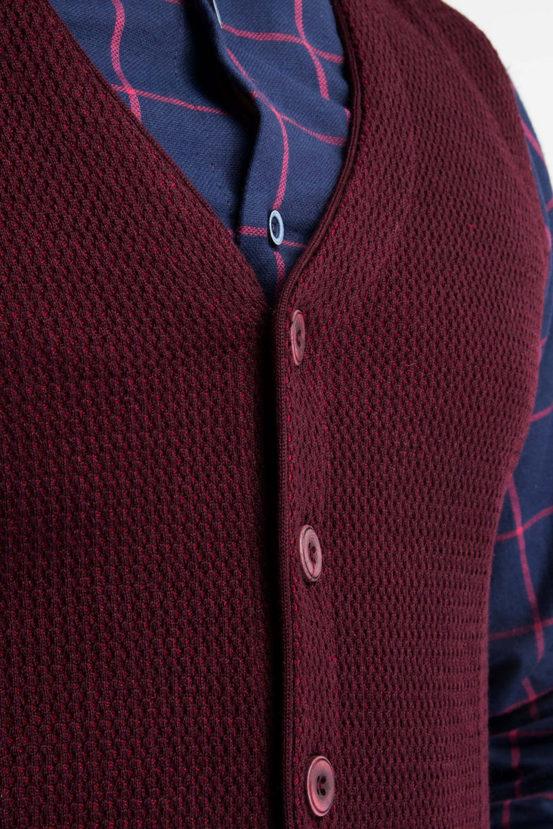 Bordo Desenli Sfıt Yelek