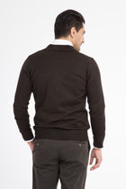 Kahve Polo Yaka Regular Fit Yünlü Fermuarlı Hırka