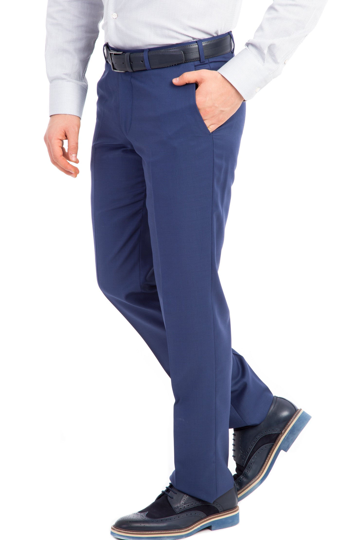 Mavi Kuşgözü Klasik Kumaş Pantolon