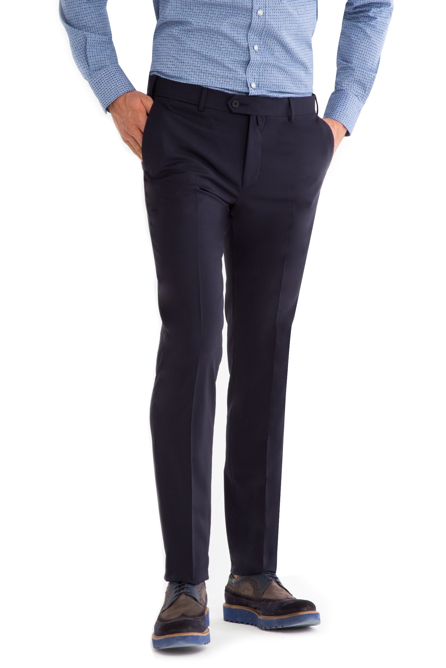 Lacivert 6 Drop Regular Fit Standart Kesim Klasik Kuma? Pantolon-Abdullah Ki??l?