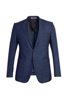 Lacivert ?talyan 7 Drop Slim Fit Dar Kesim Yünlü Desenli Ceket-Abdullah Ki??l?