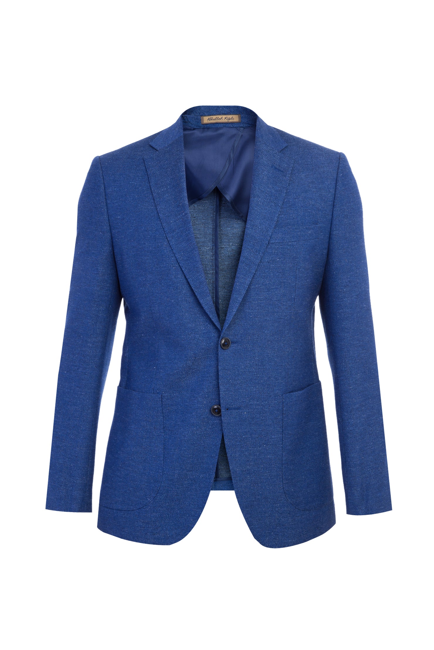 Mavi ?talyan Yünlü Desenli 7 Drop Slim Fit Dar Kesim Ceket-Abdullah Ki??l?