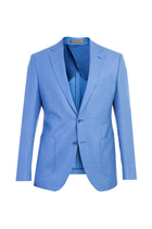 Açık Mavi Slim Fit Dar Kesim İtalyan Desenli Yün Ceket