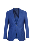 Koyu Mavi Slim Fit Dar Kesim İtalyan Desenli Yün Ceket