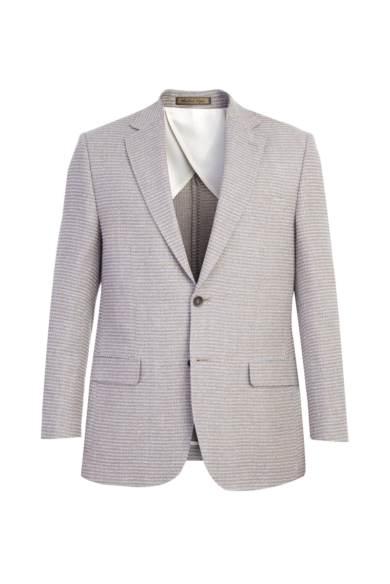 Bej İtalyan Yünlü Desenli Ceket