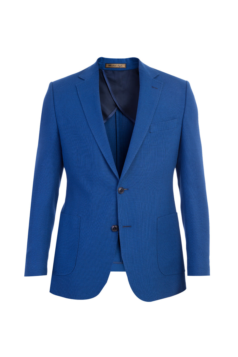 Koyu Mavi İtalyan Yünlü Desenli Ceket