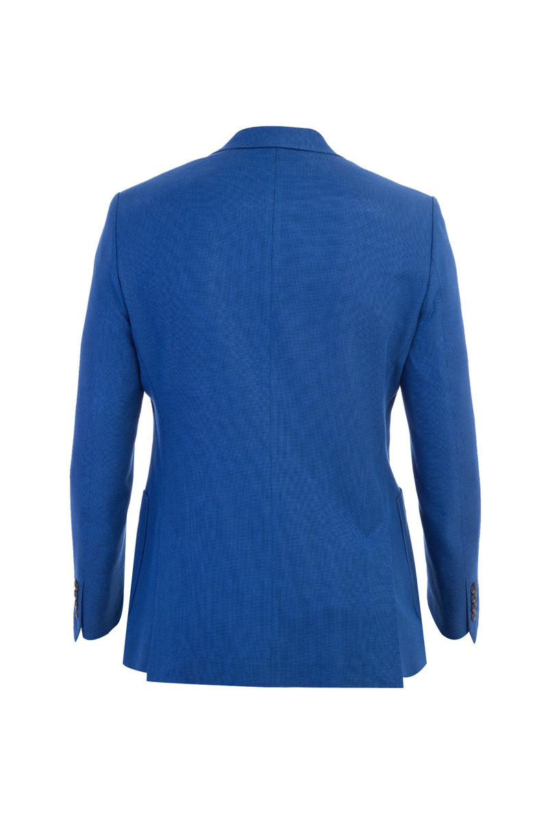 Koyu Mavi İtalyan Yünlü Desenli Ceket