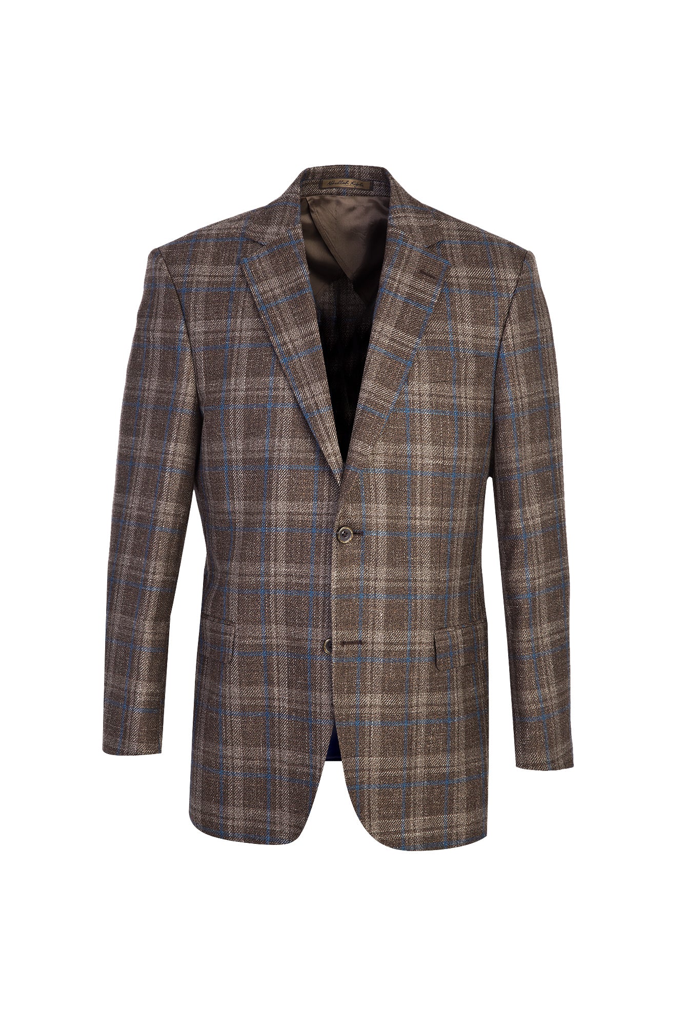 Kahve İtalyan Yünlü Ekose Klasik Ceket