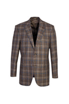 Kahve İtalyan Yünlü Ekose Klasik Ceket