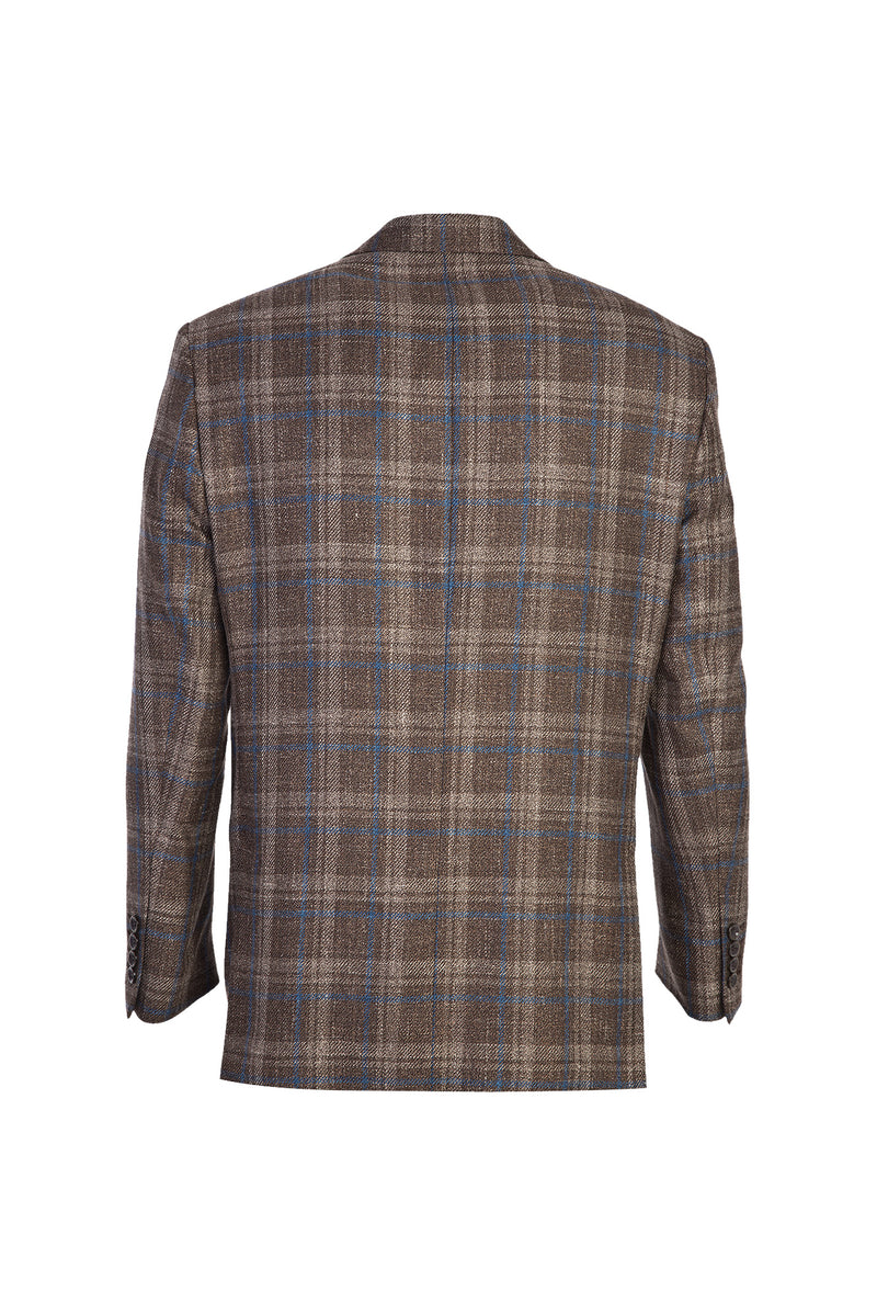 Kahve İtalyan Yünlü Ekose Klasik Ceket