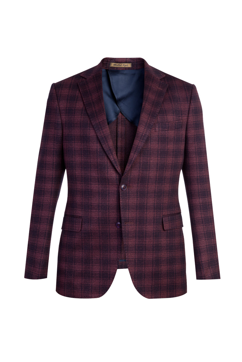 Bordo İtalyan Ekose Ceket