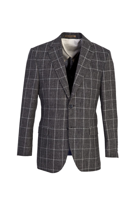 Antrasit İtalyan Yünlü Kareli Ceket