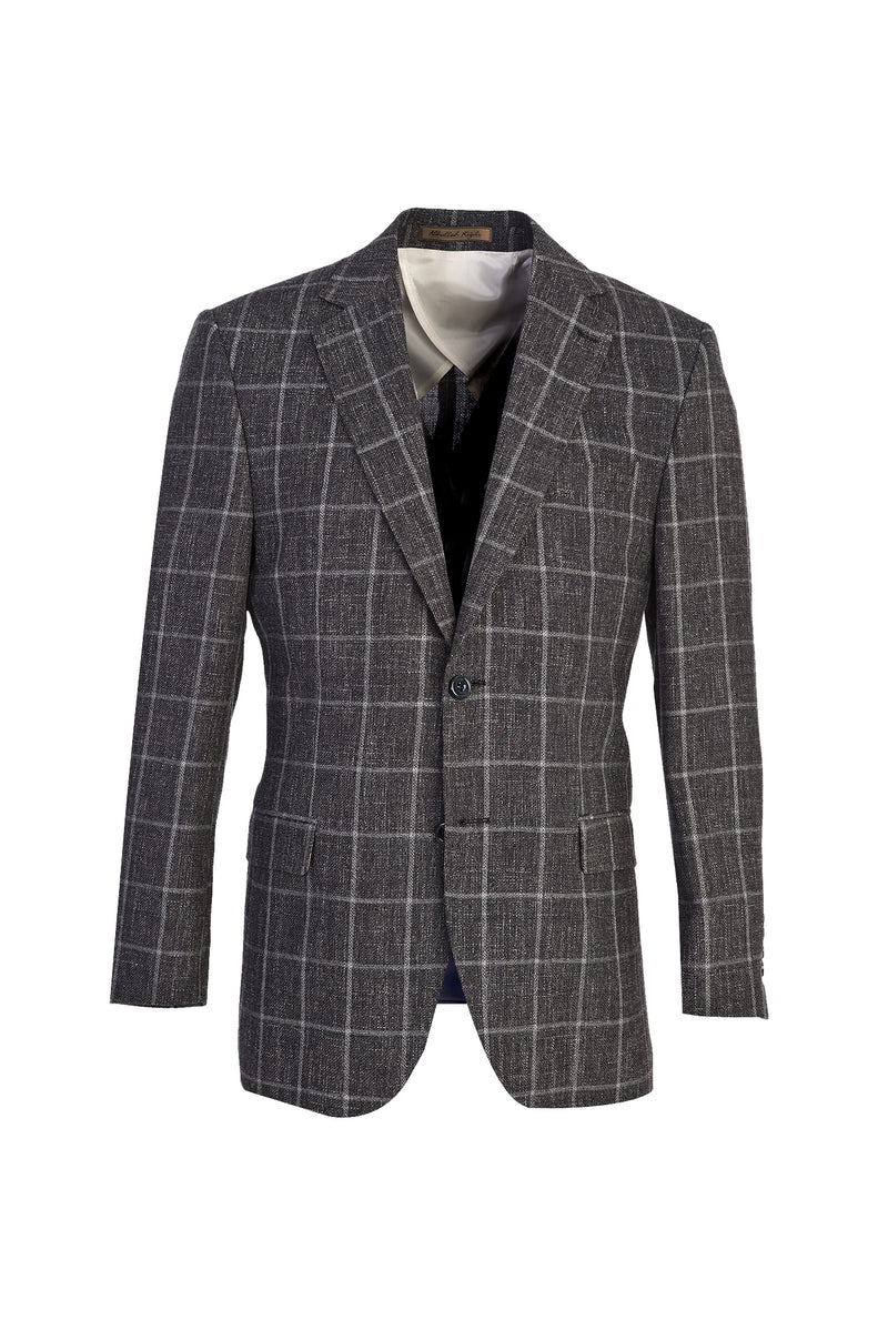 Antrasit İtalyan Yünlü Kareli Ceket