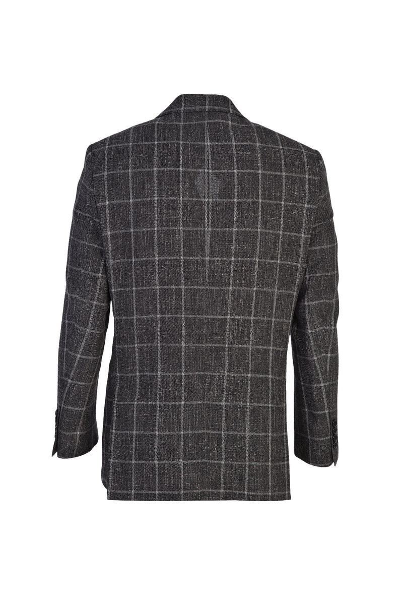 Antrasit İtalyan Yünlü Kareli Ceket