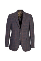 Koyu Kahve Slim Fit Dar Kesim İtalyan Yünlü Kareli Ceket