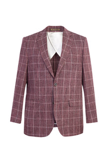 Kiremit İtalyan Yünlü Kareli Ceket